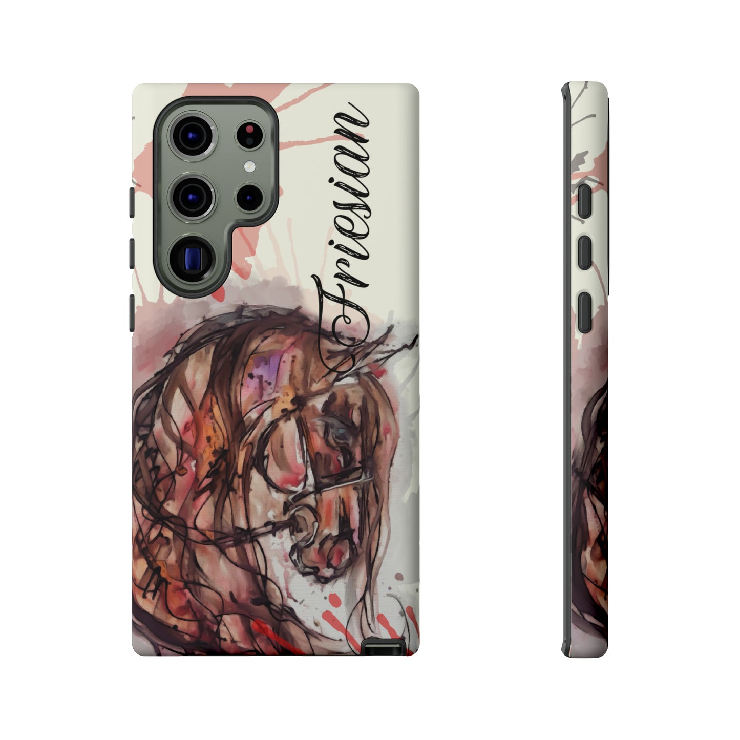 Friesian Watercolor Flower crown Horse Horse Lover Gift Study Tough Case Phone Case.