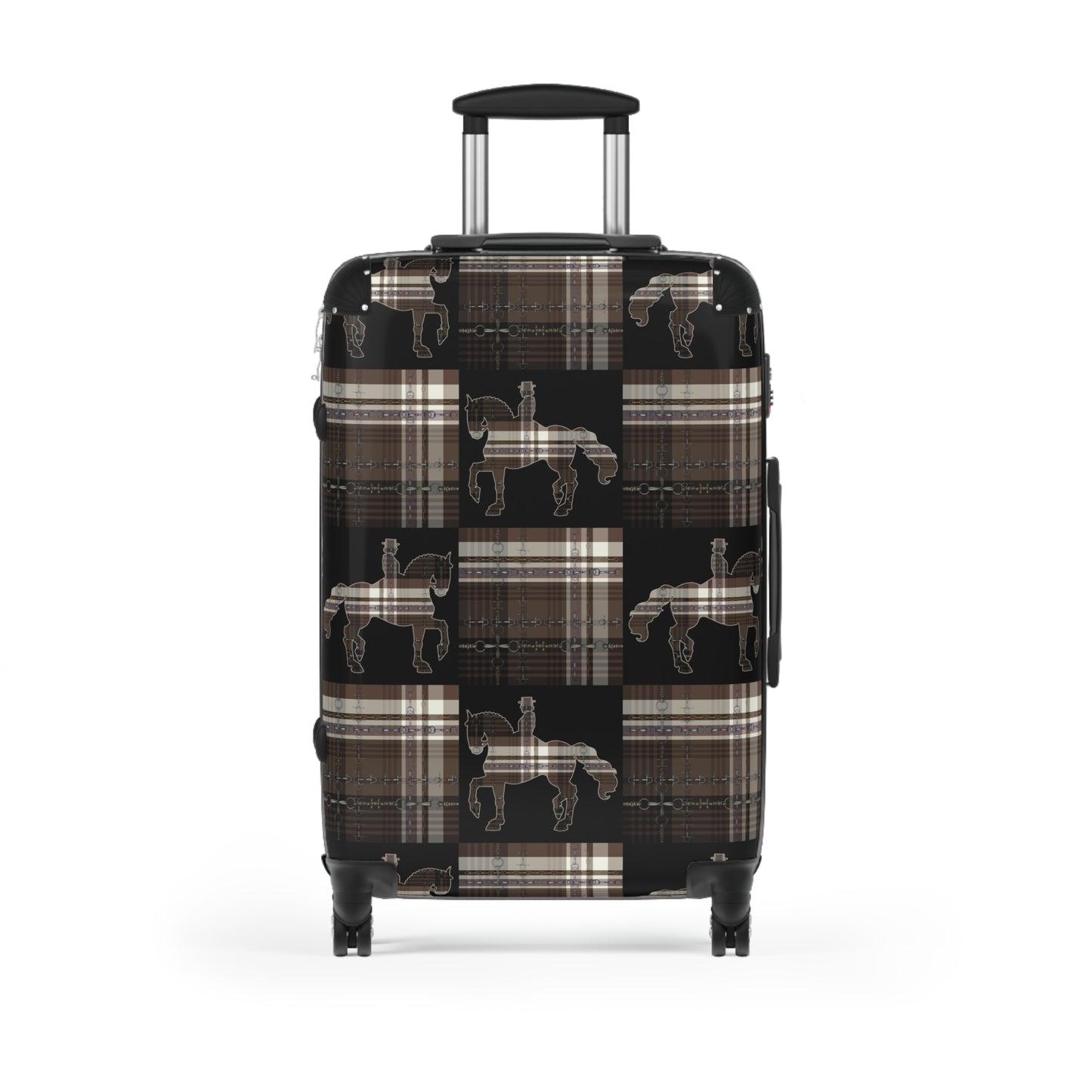Equestrian Snaffle Bit Plaid and Reins Cabin Suitcase