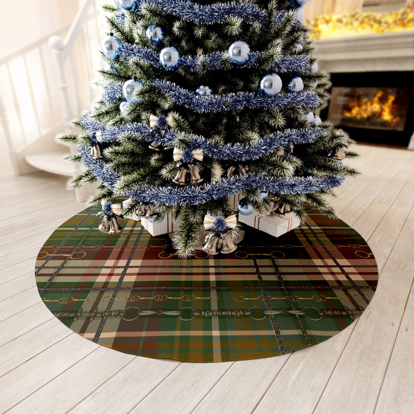 Farm House Equestrian Plaid Round Tree Skirt