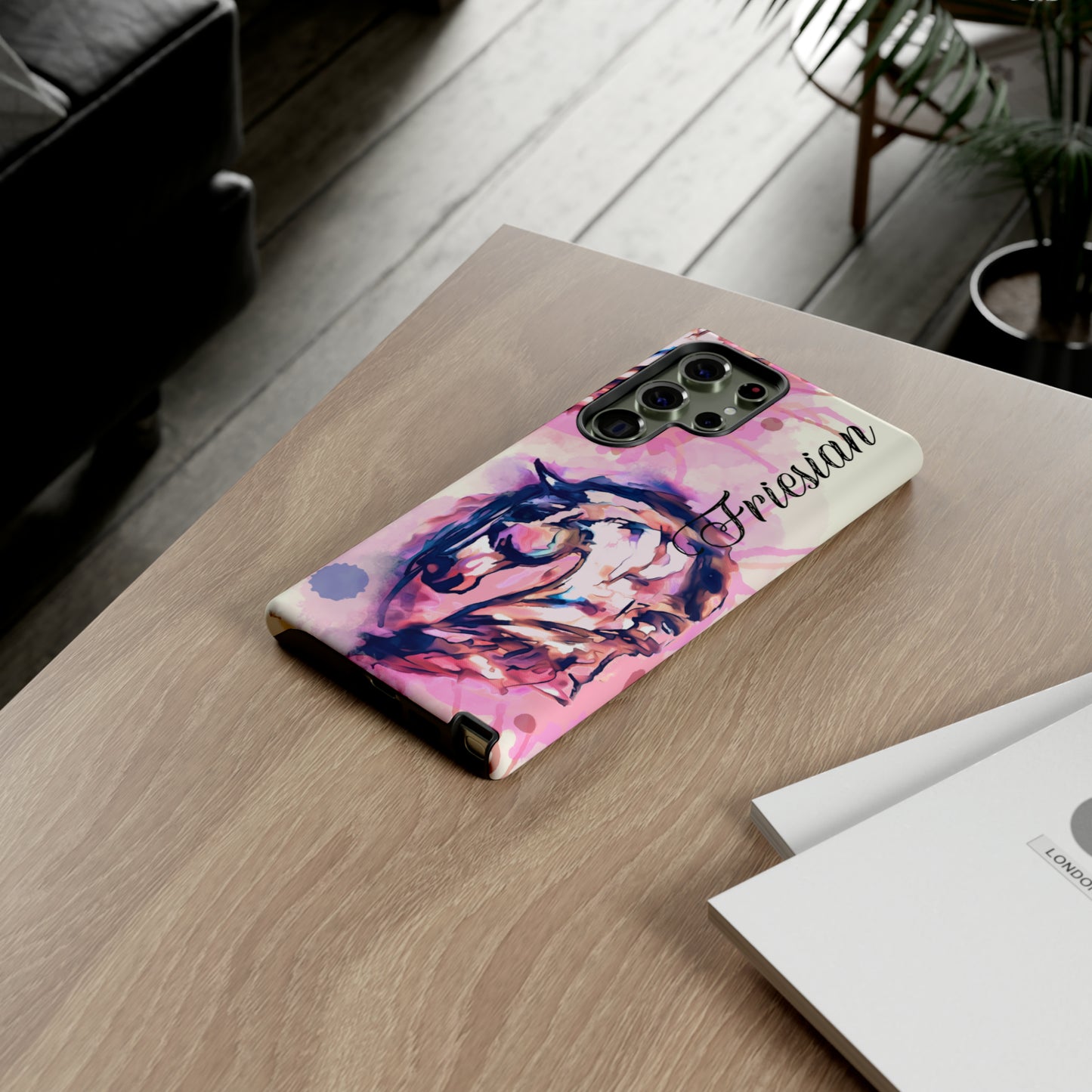 Friesian Watercolor Flower crown Horse Horse Lover Gift Study Tough Case Phone Case.