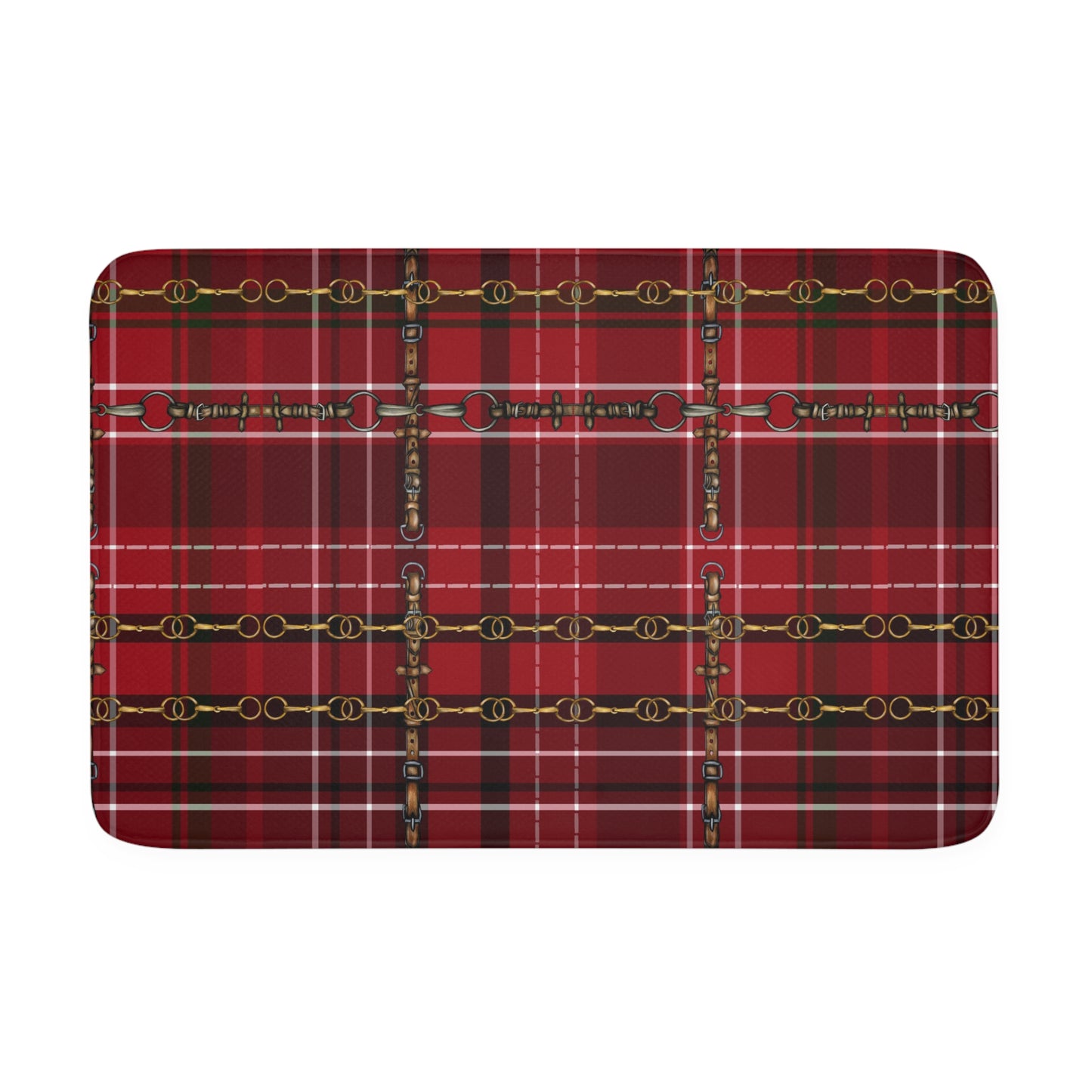 Christmas Plaid with Snaffle Bit Memory Foam Bath Mat