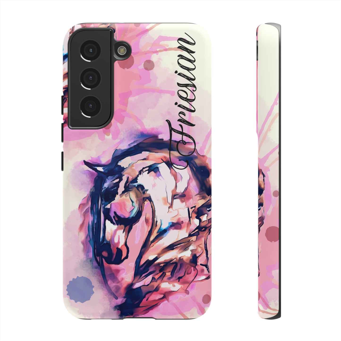 Friesian Watercolor Flower crown Horse Horse Lover Gift Study Tough Case Phone Case.