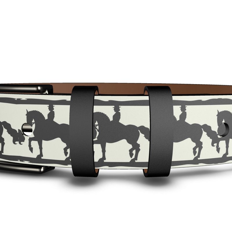 Ivory and Black Dressage Leather Belt