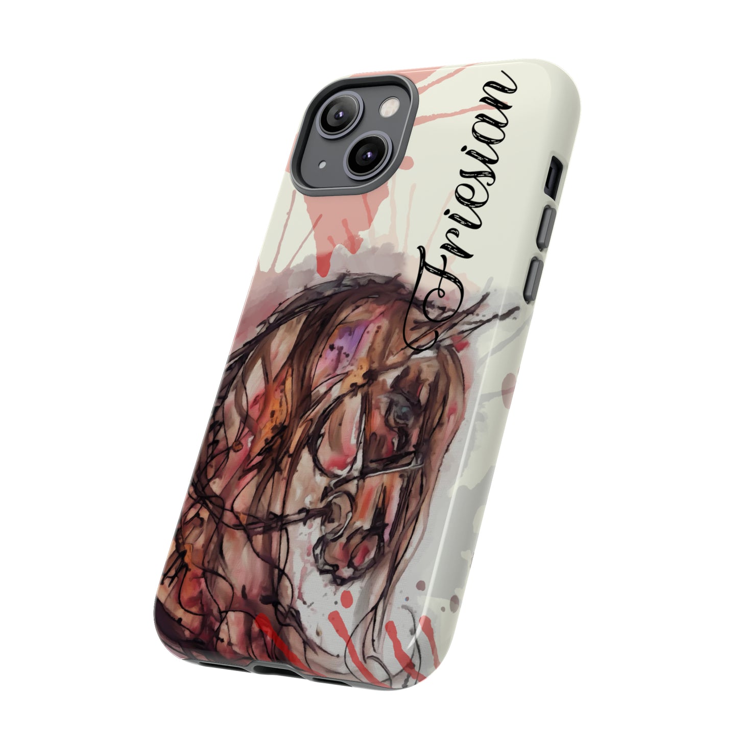 Friesian Watercolor Flower crown Horse Horse Lover Gift Study Tough Case Phone Case.