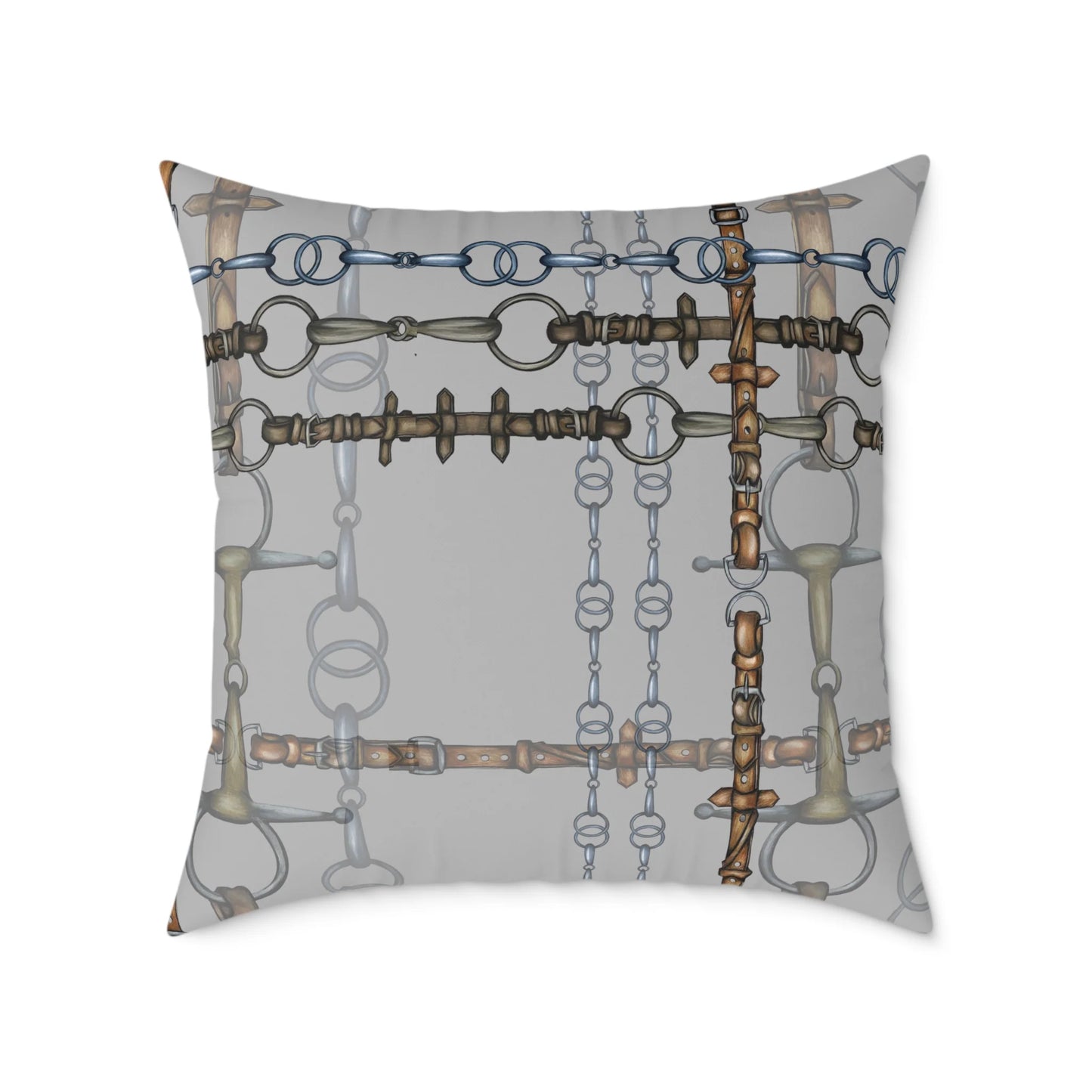 Gray Bit Box Double Sided Equestrian Chaos Bit Pillow Case