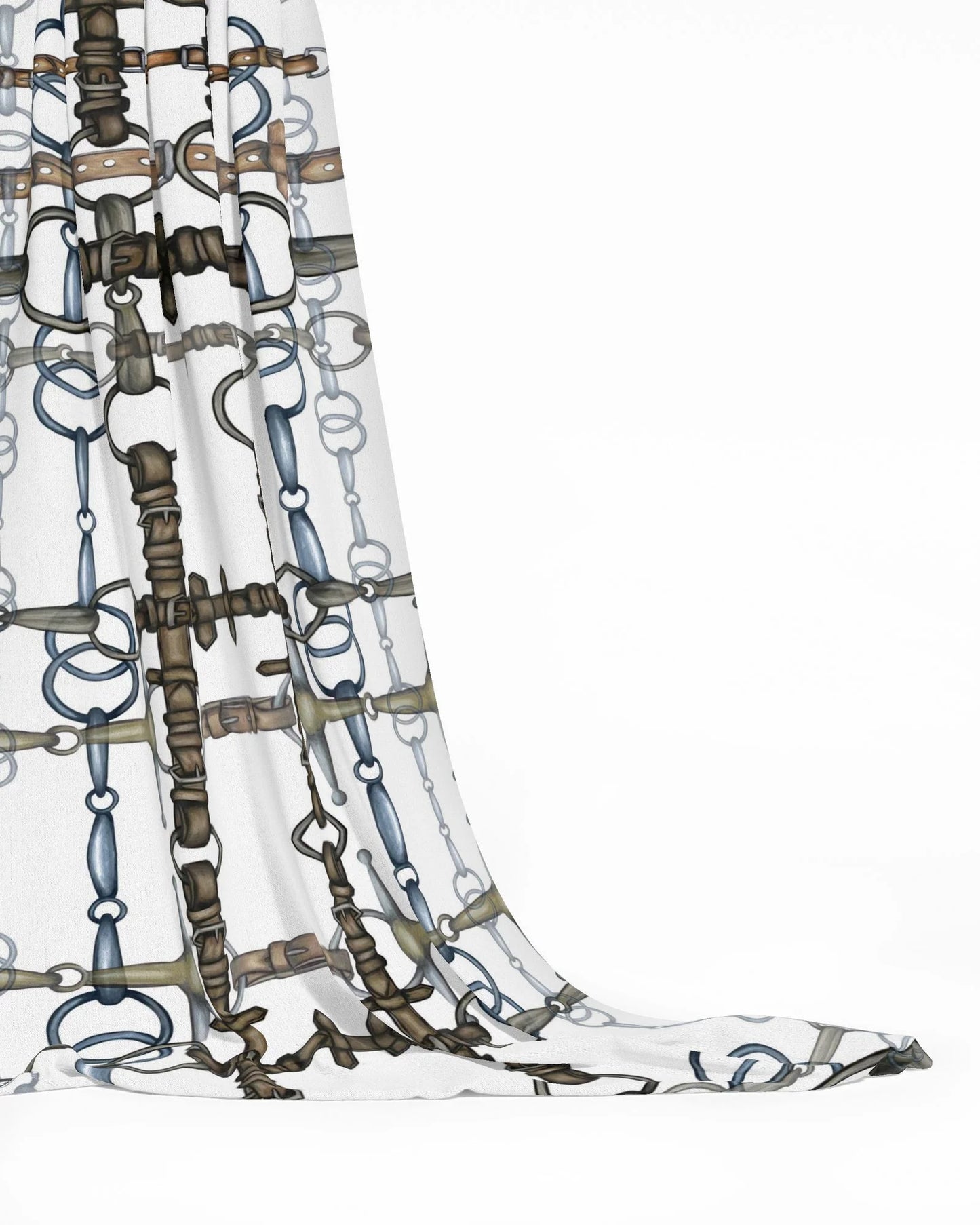 Reins and Bits Equestrian Fabric Luxury Equine Art for Custom Home Decor and Sewing Projects 42x36 inches Pure Cotton