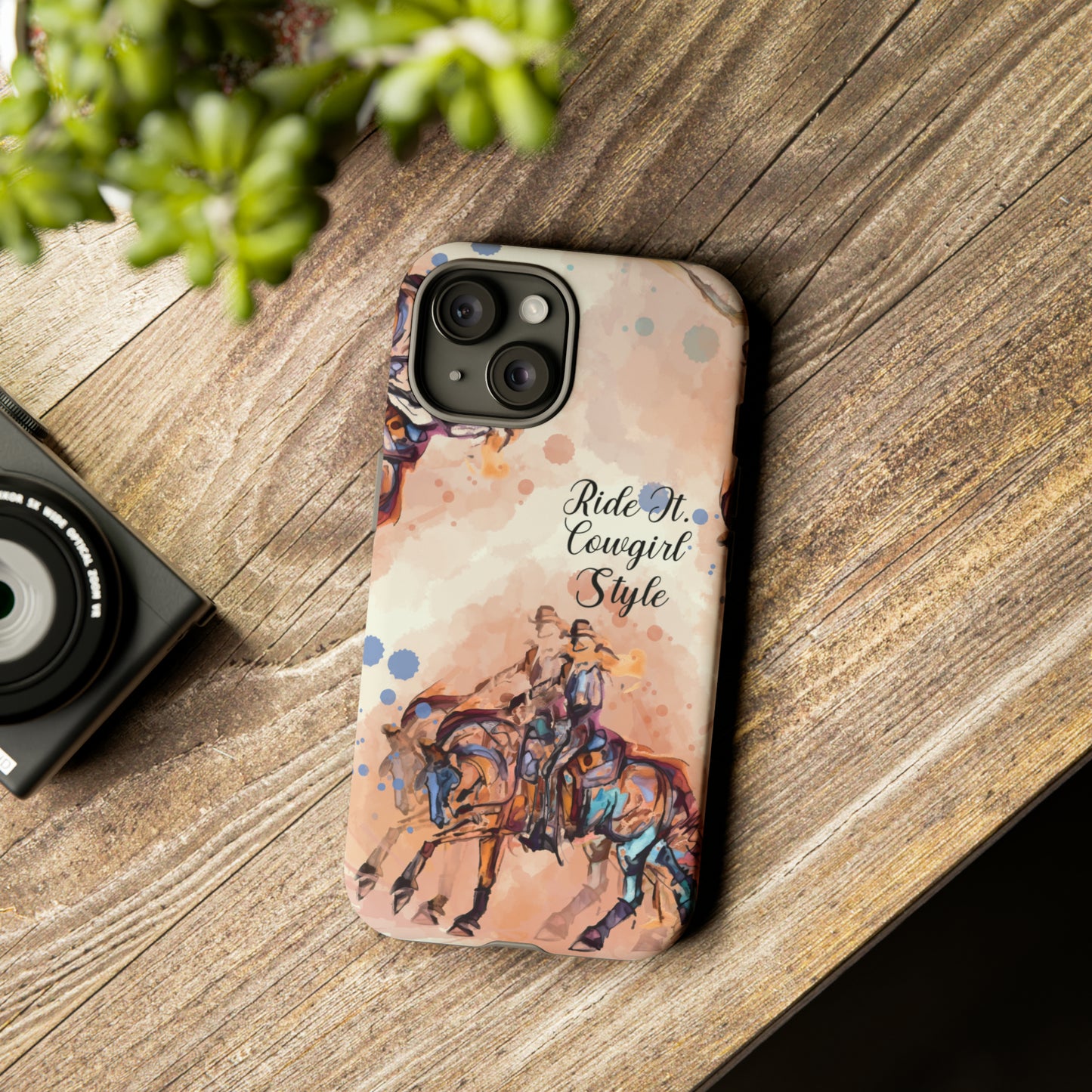 Raunchy Western Horse Watercolor Horse Horse Lover Gift Study Tough Case Phone Case.