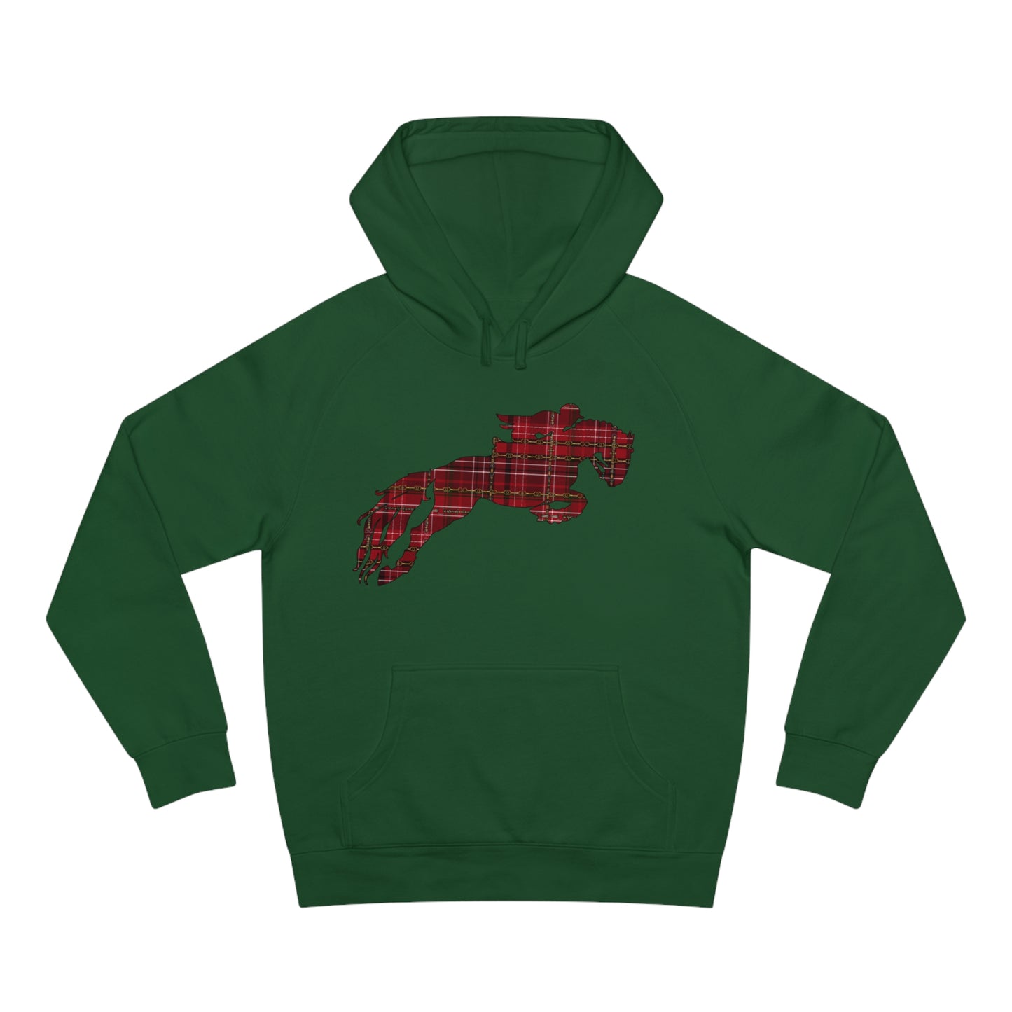 Christmas Jumping Horse Plaid "Oh What fun it is to ride" Dressage Unisex Supply Hoodie