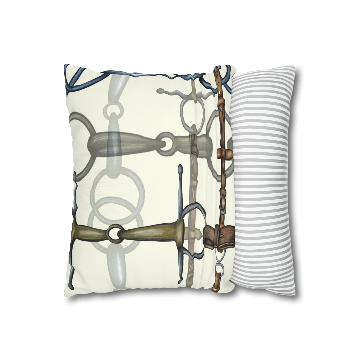 Double sided equestrian bit pattern Polyester Pillowcase 24x24
