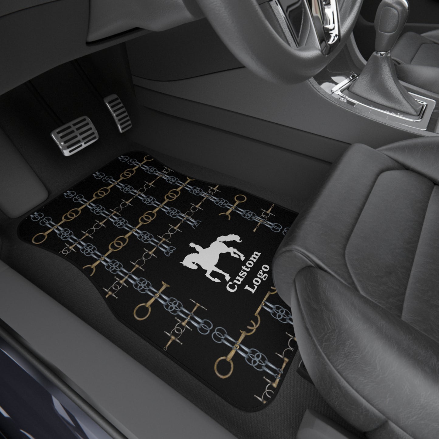 Customizable Black Bit Pattern Car Mats (Set of 4)