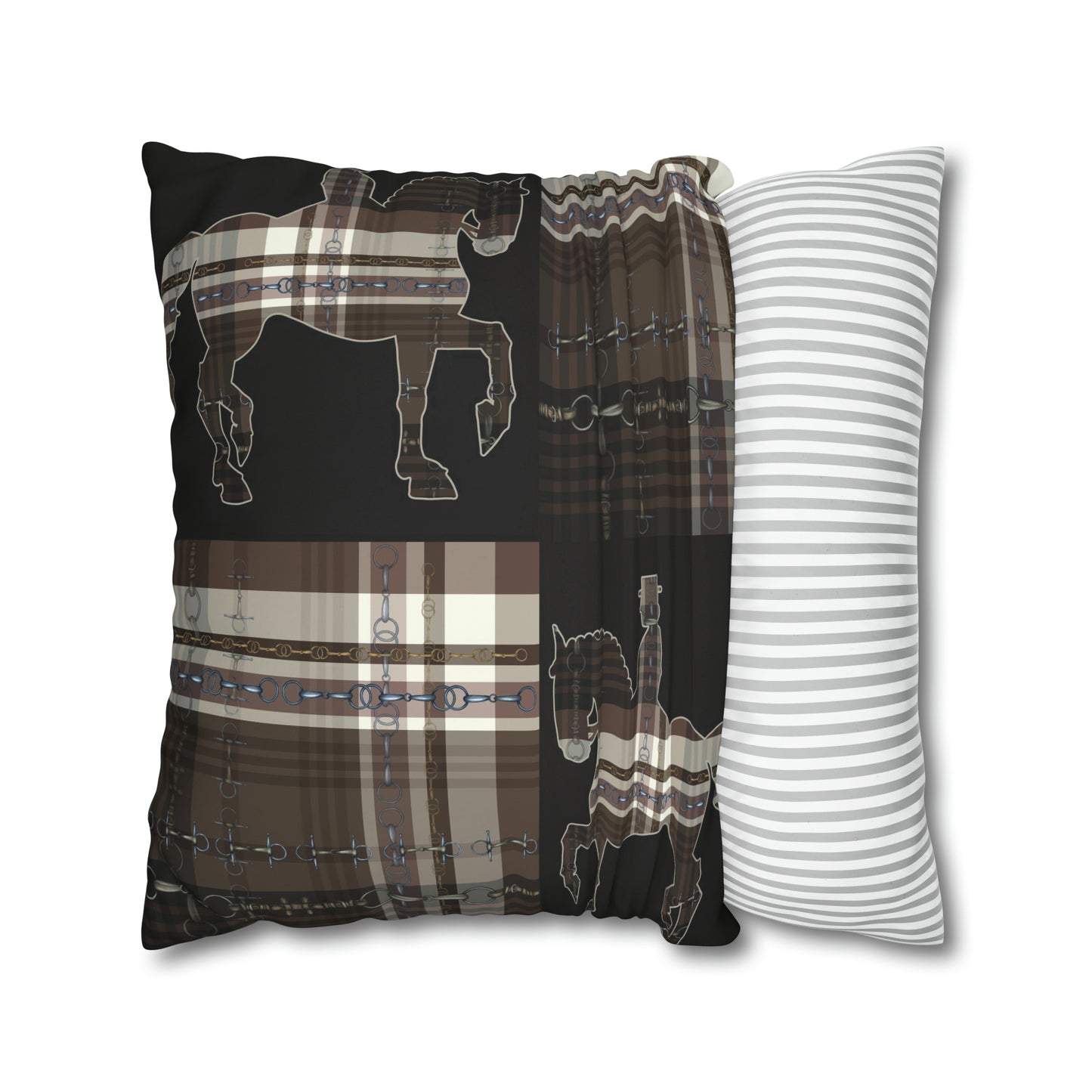 Piaffe Plaid Dressage Double sided equestrian bit pattern Polyester PILLOW CASE Pillow Cover 24x24