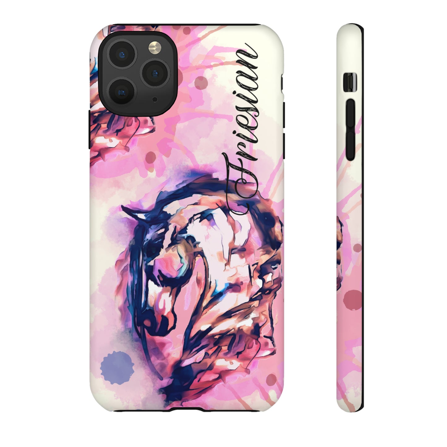 Friesian Watercolor Flower crown Horse Horse Lover Gift Study Tough Case Phone Case.