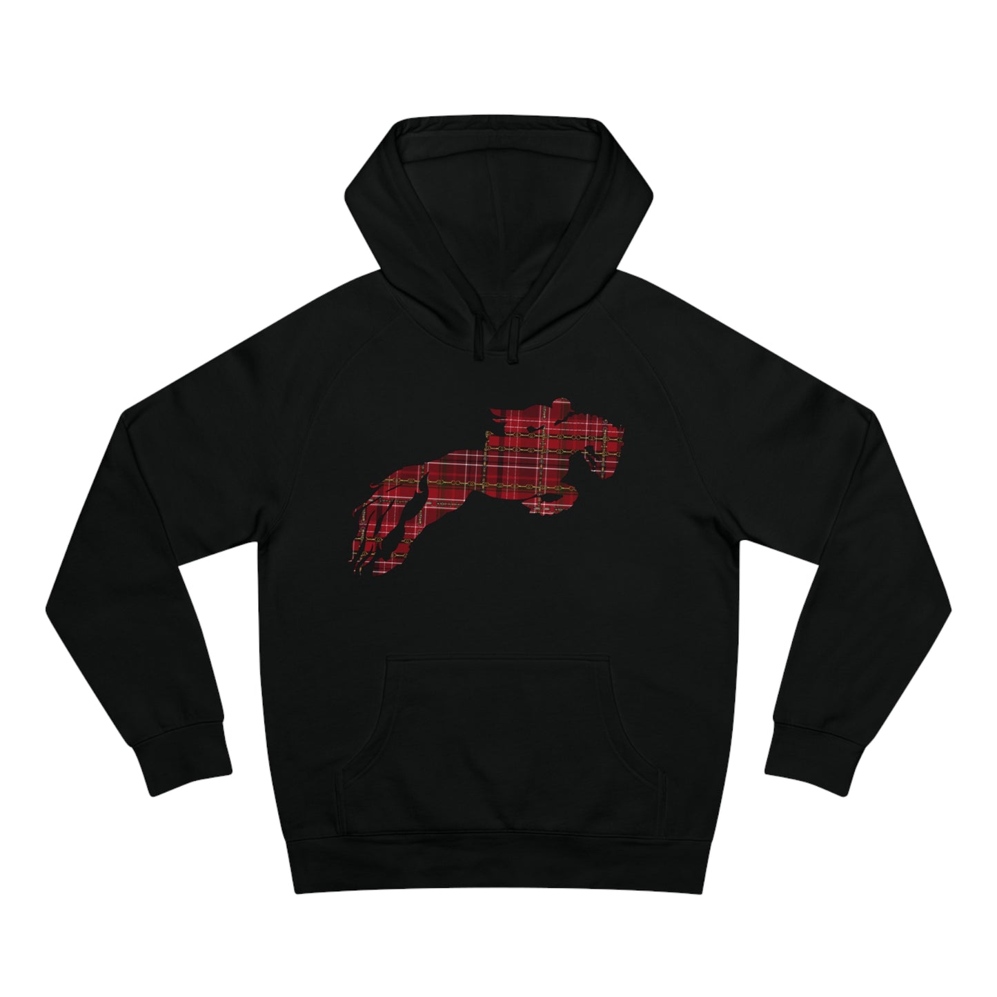 Christmas Jumping Horse Plaid "Oh What fun it is to ride" Dressage Unisex Supply Hoodie