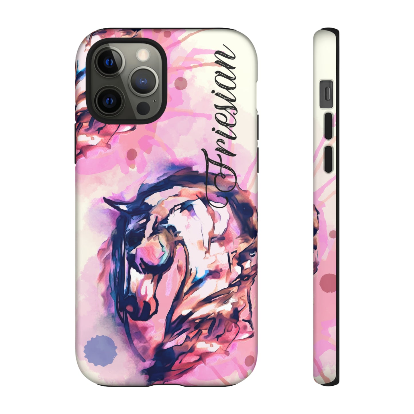 Friesian Watercolor Flower crown Horse Horse Lover Gift Study Tough Case Phone Case.