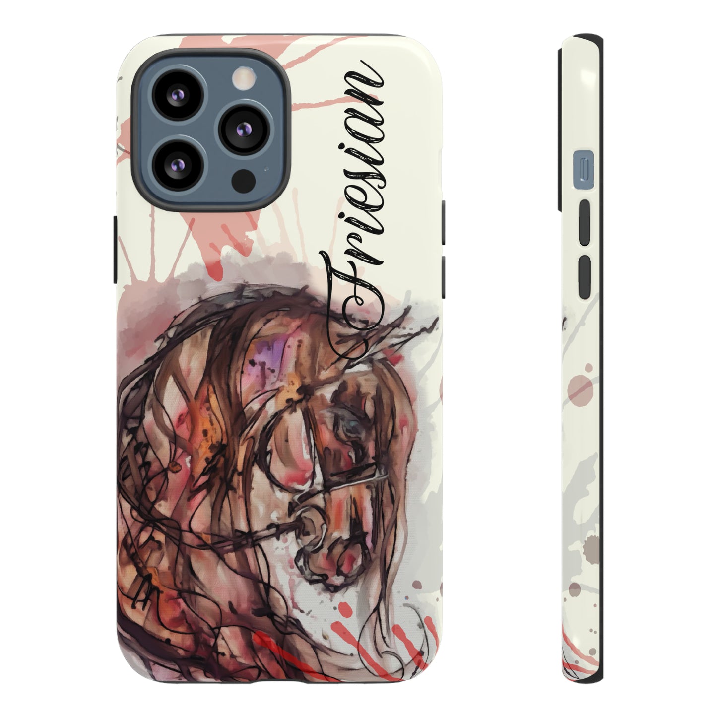 Friesian Watercolor Flower crown Horse Horse Lover Gift Study Tough Case Phone Case.