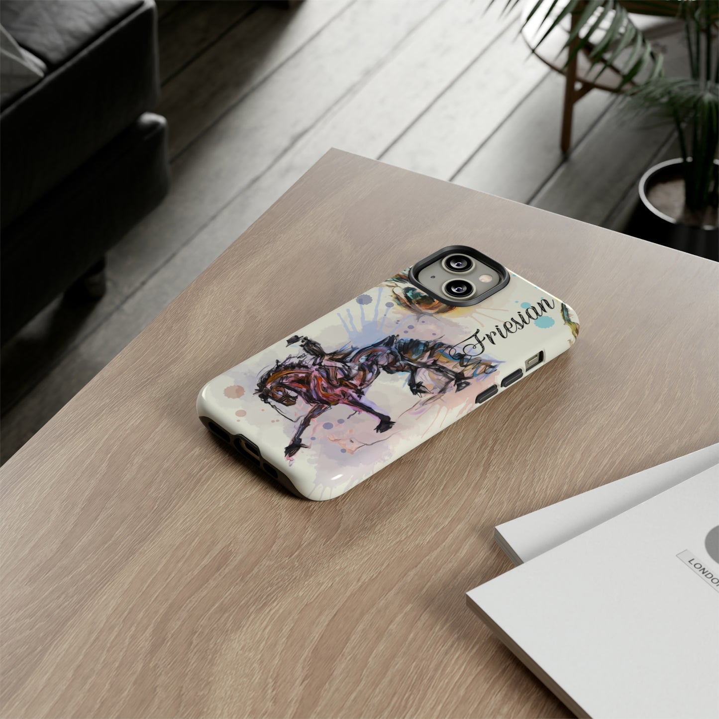 Friesian Watercolor Horse Horse Lover Gift Study Tough Case Phone Case.