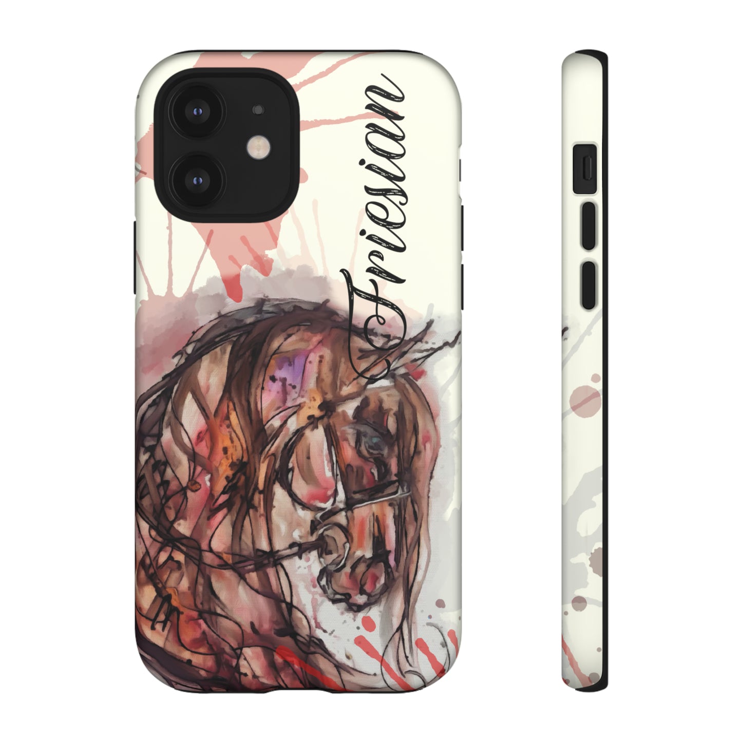 Friesian Watercolor Flower crown Horse Horse Lover Gift Study Tough Case Phone Case.