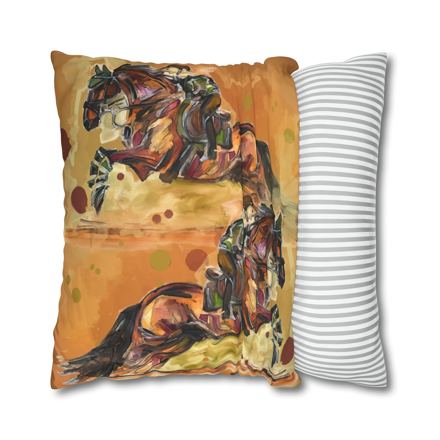 Hunter Jumper Fox and Hound Double sided equestrian bit pattern Polyester PILLOW CASE Pillow Cover 24x24