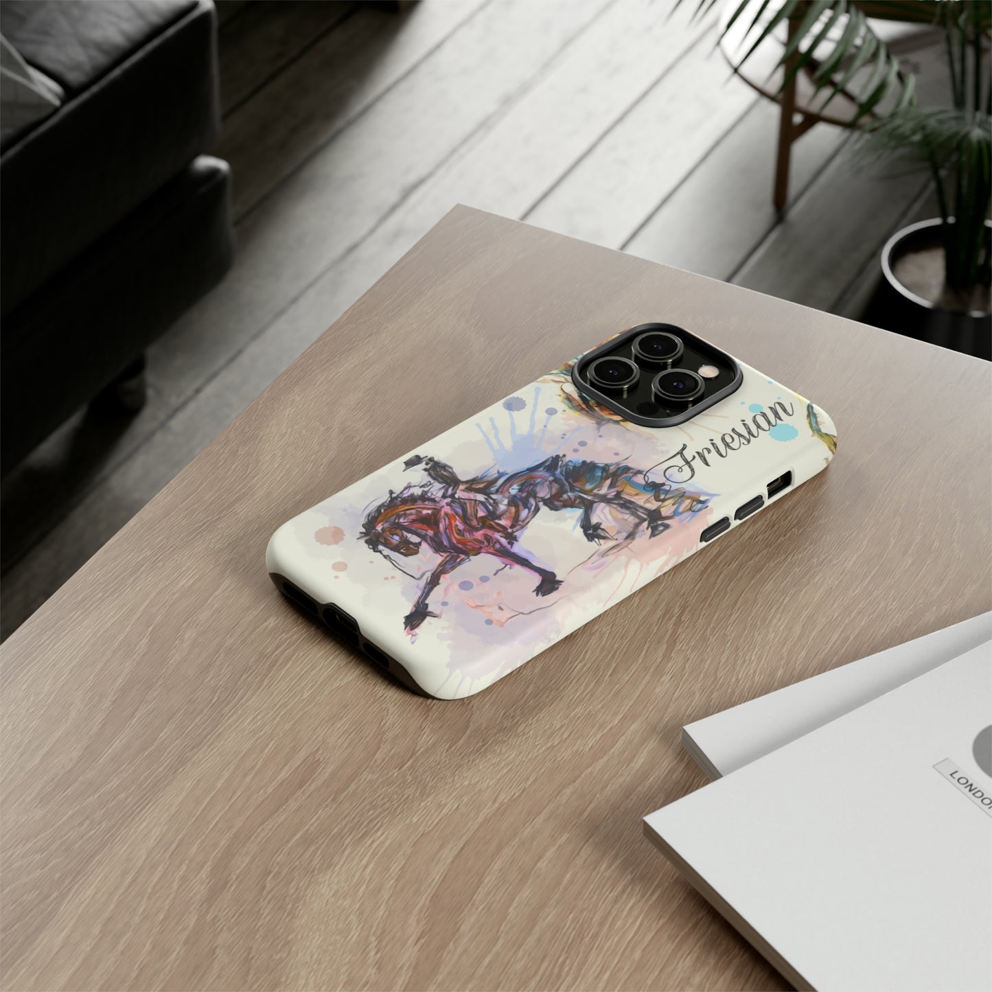 Friesian Watercolor Horse Horse Lover Gift Study Tough Case Phone Case.