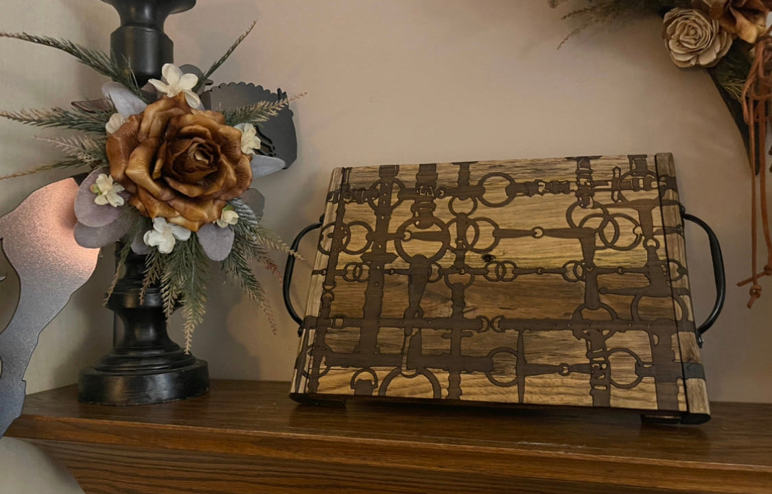 Large Equine Snaffle Bit Engraved Charcuterie Board