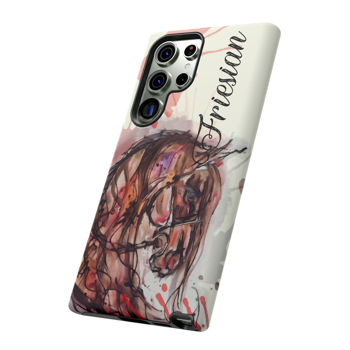 Friesian Watercolor Flower crown Horse Horse Lover Gift Study Tough Case Phone Case.