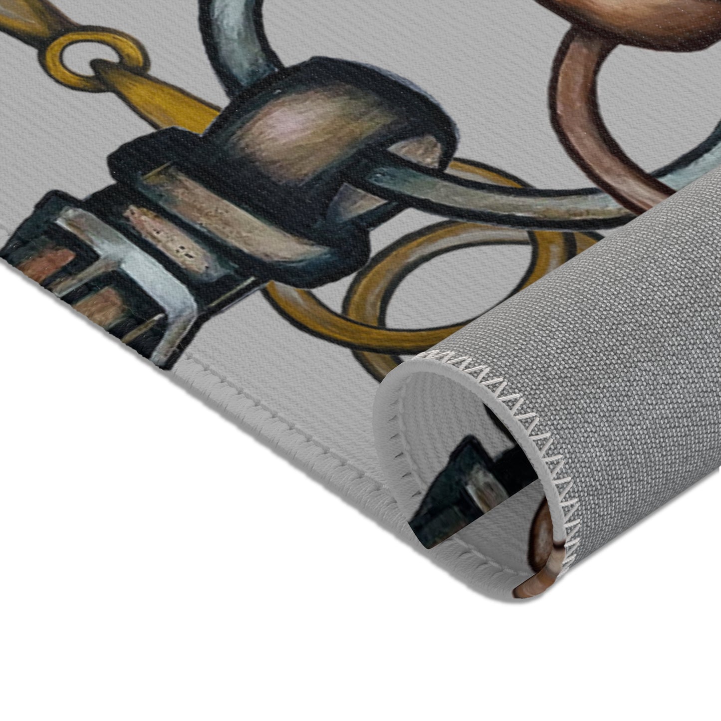 Equestrian Snaffle Bit and Reins Area Rug - Show Stall Mat - Tack Room Rug - Horse Lovers Gift