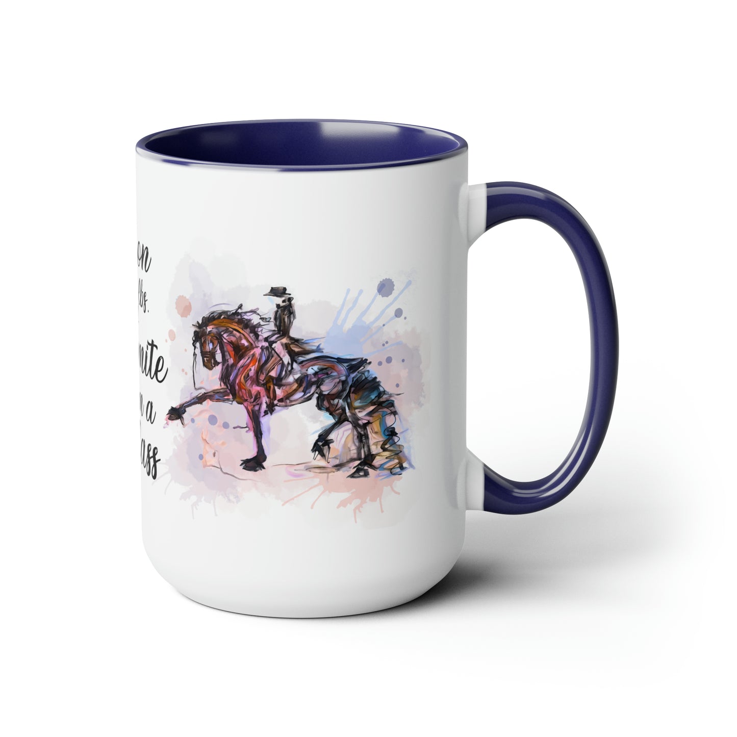 I am a Badass Watercolor Mug . Horse Lover Gift -Two-Tone Coffee Mugs, 15oz