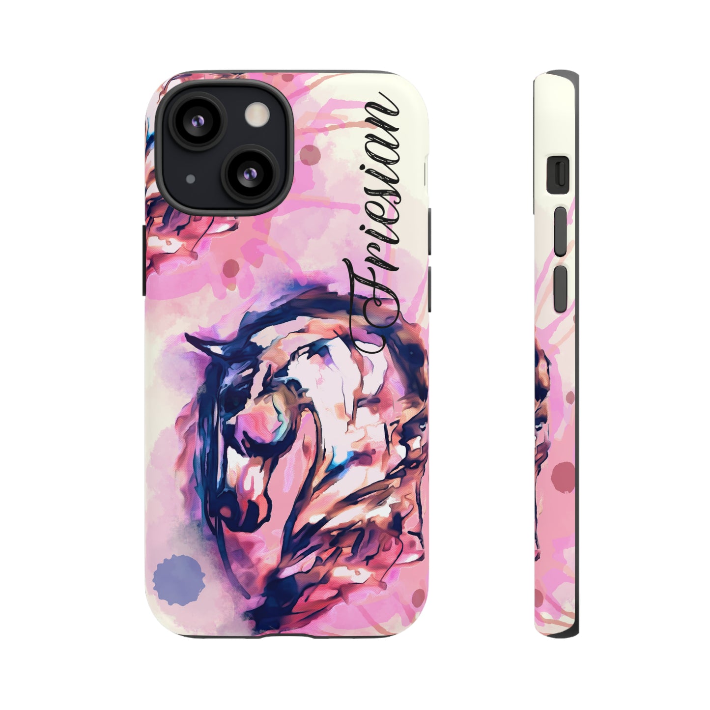 Friesian Watercolor Flower crown Horse Horse Lover Gift Study Tough Case Phone Case.