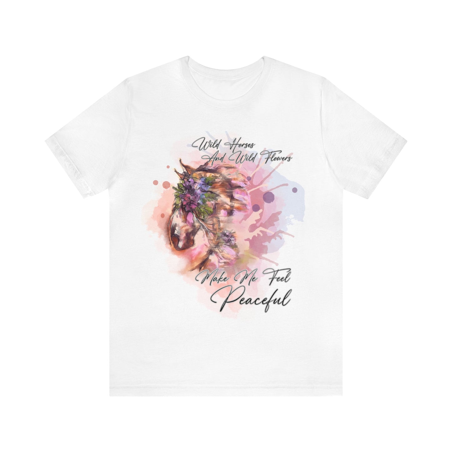 Inspirational Equestrian Horse and Flowers Art Unisex Jersey Short Sleeve Tee