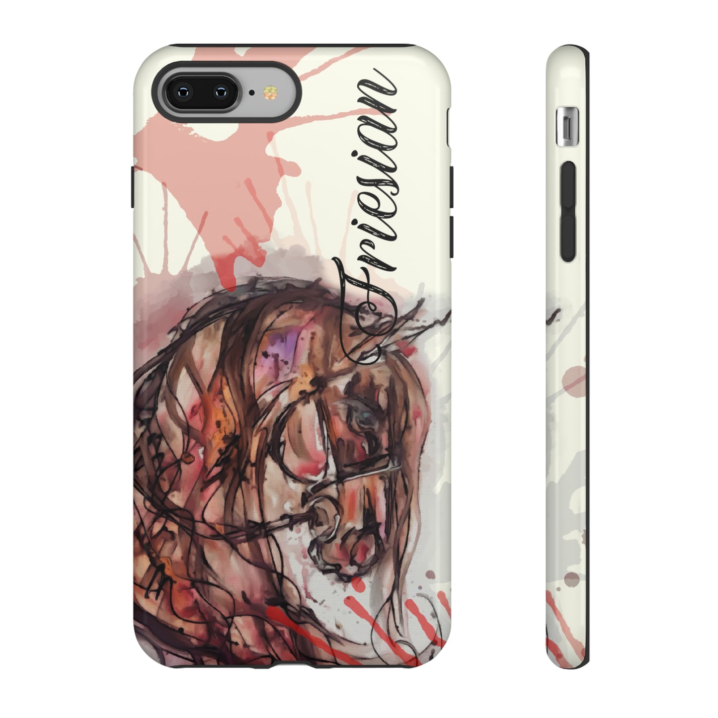 Friesian Watercolor Flower crown Horse Horse Lover Gift Study Tough Case Phone Case.