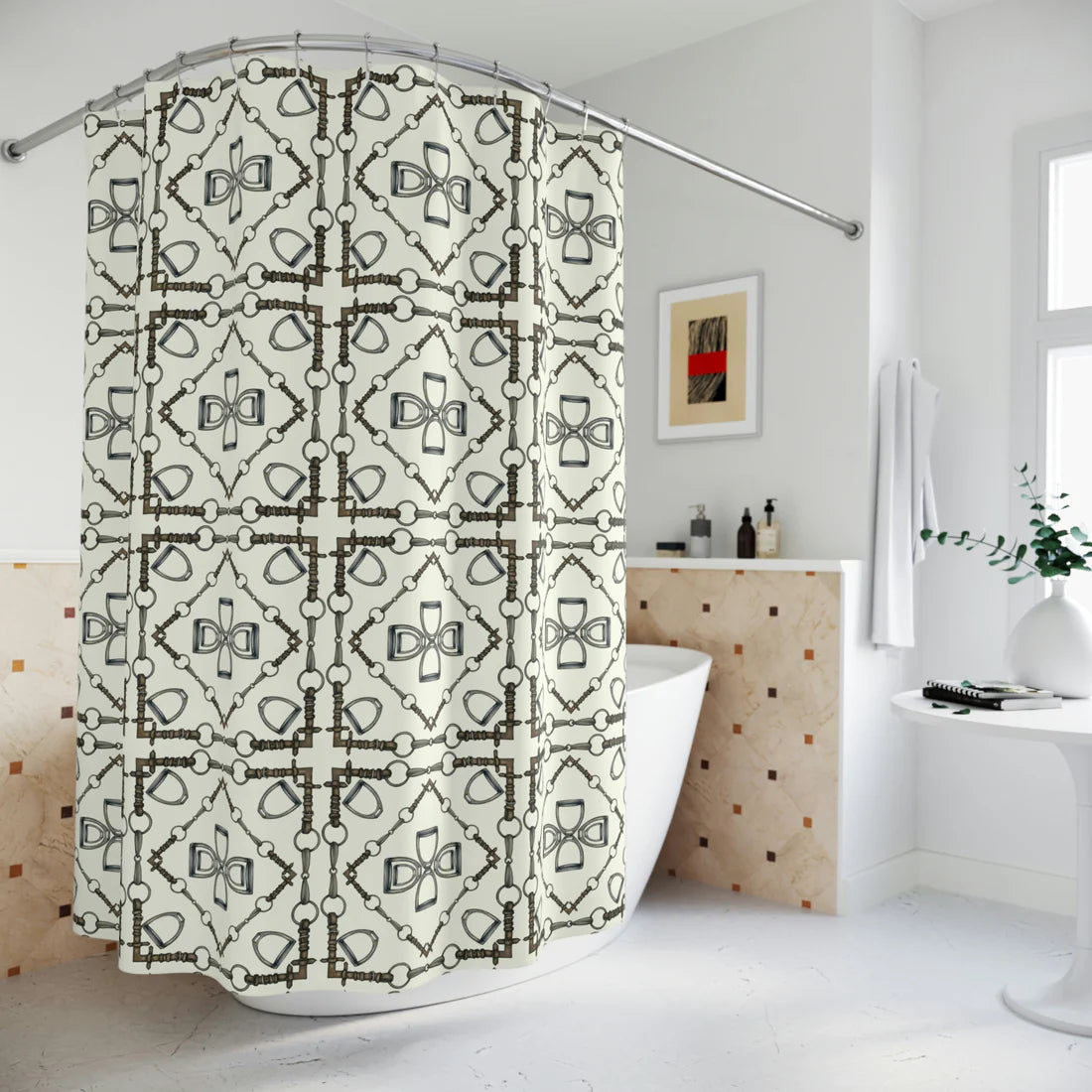 Snaffle bit stirrup Polyester Shower Curtain (Set of 5)