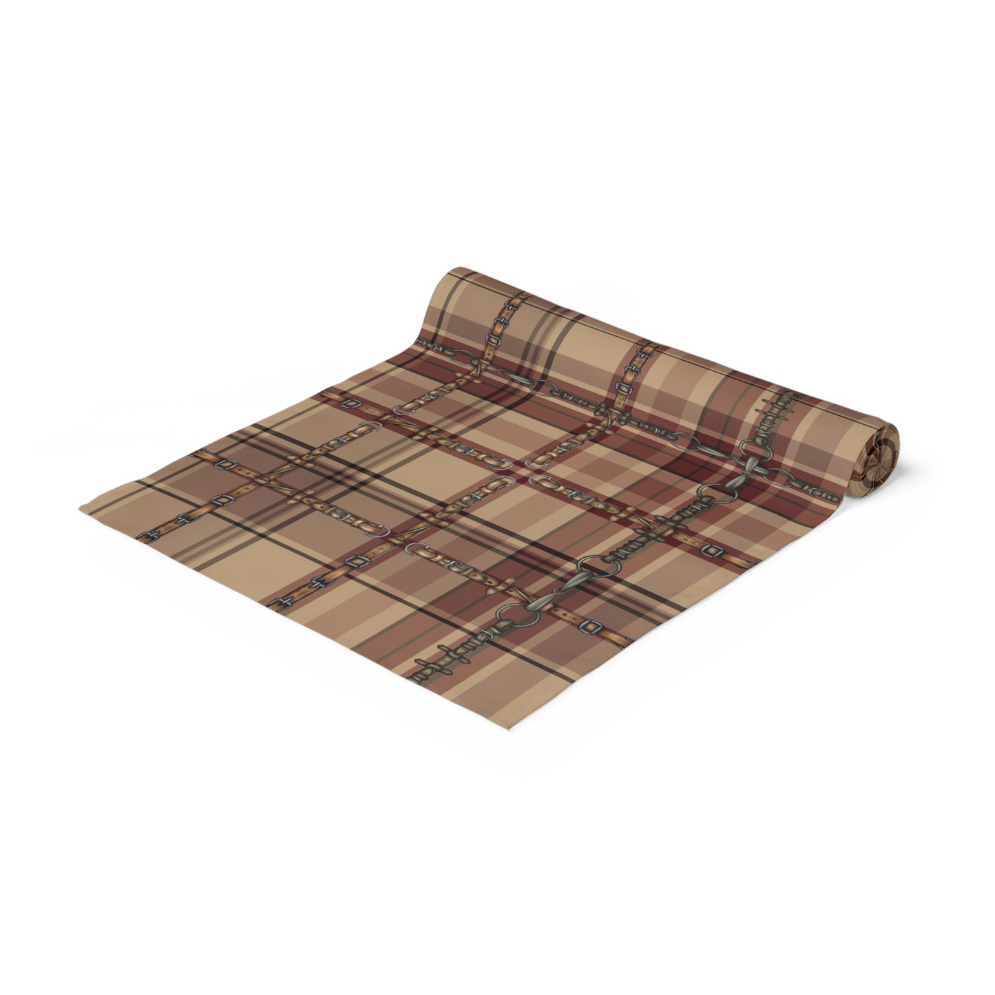 Country Christmas Red Plaid Bit overlay Motif Table Runner copyright Pending