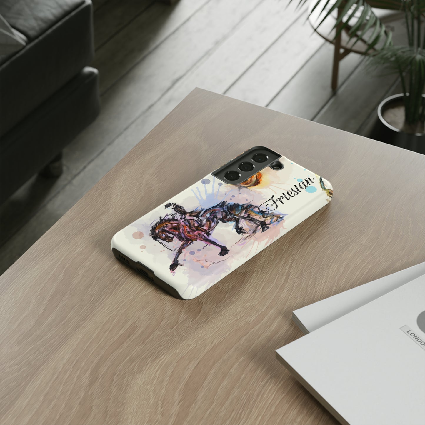 Friesian Watercolor Horse Horse Lover Gift Study Tough Case Phone Case.