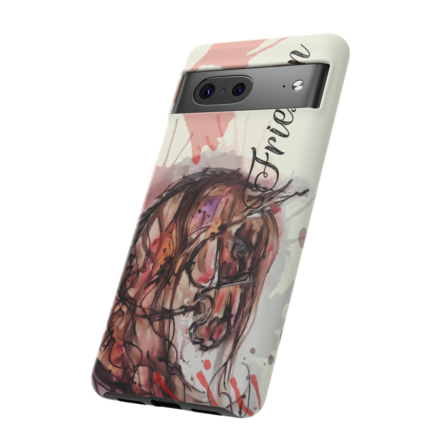 Friesian Watercolor Flower crown Horse Horse Lover Gift Study Tough Case Phone Case.