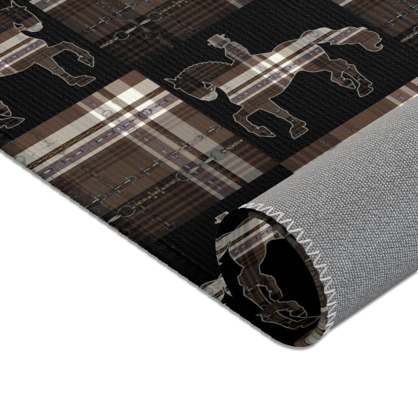 Dressage Piaffe snaffle Bit Plaid Rug - Show Stall Mat - Tack Room Rug - Horse Lovers Gift - Practice your Test Dressage Rug