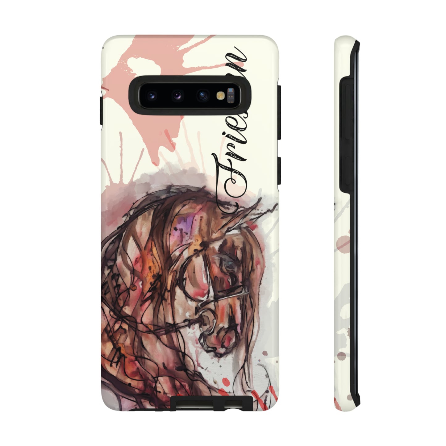Friesian Watercolor Flower crown Horse Horse Lover Gift Study Tough Case Phone Case.