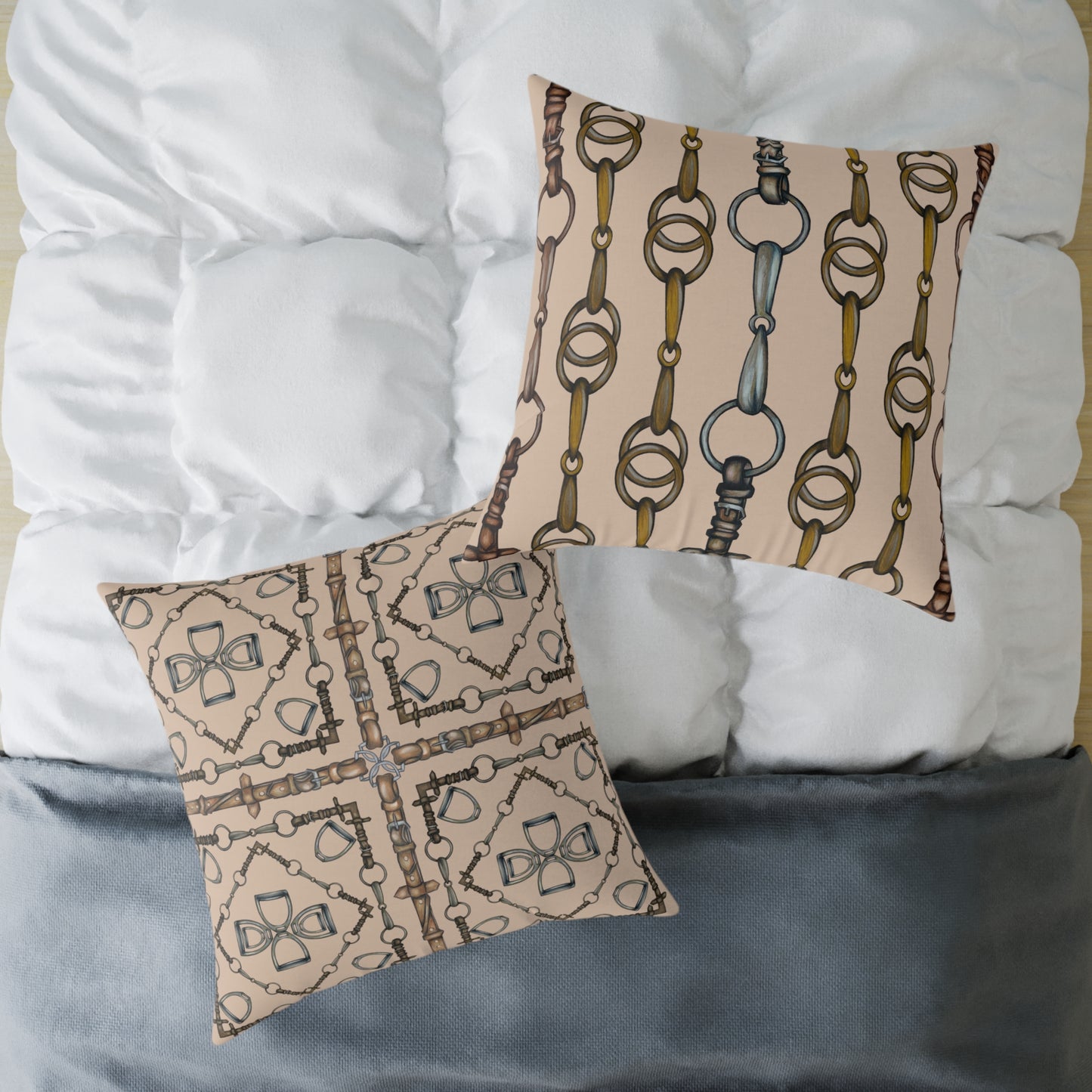 Snaffle Bit Equestrian Home Decor. Hunter Jumper Dressage Bit and Reins Pillow. My original Artwork printed on a pillow. 101 Bits co