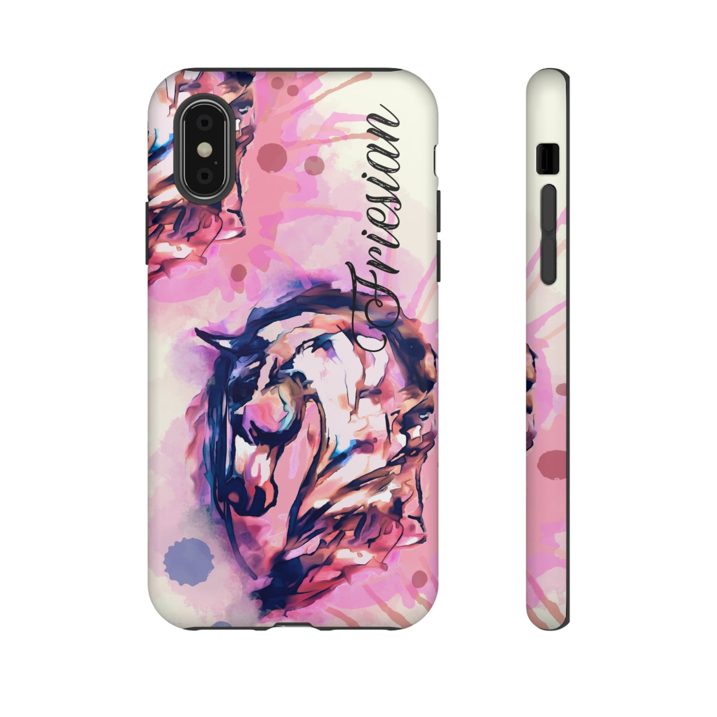 Friesian Watercolor Flower crown Horse Horse Lover Gift Study Tough Case Phone Case.