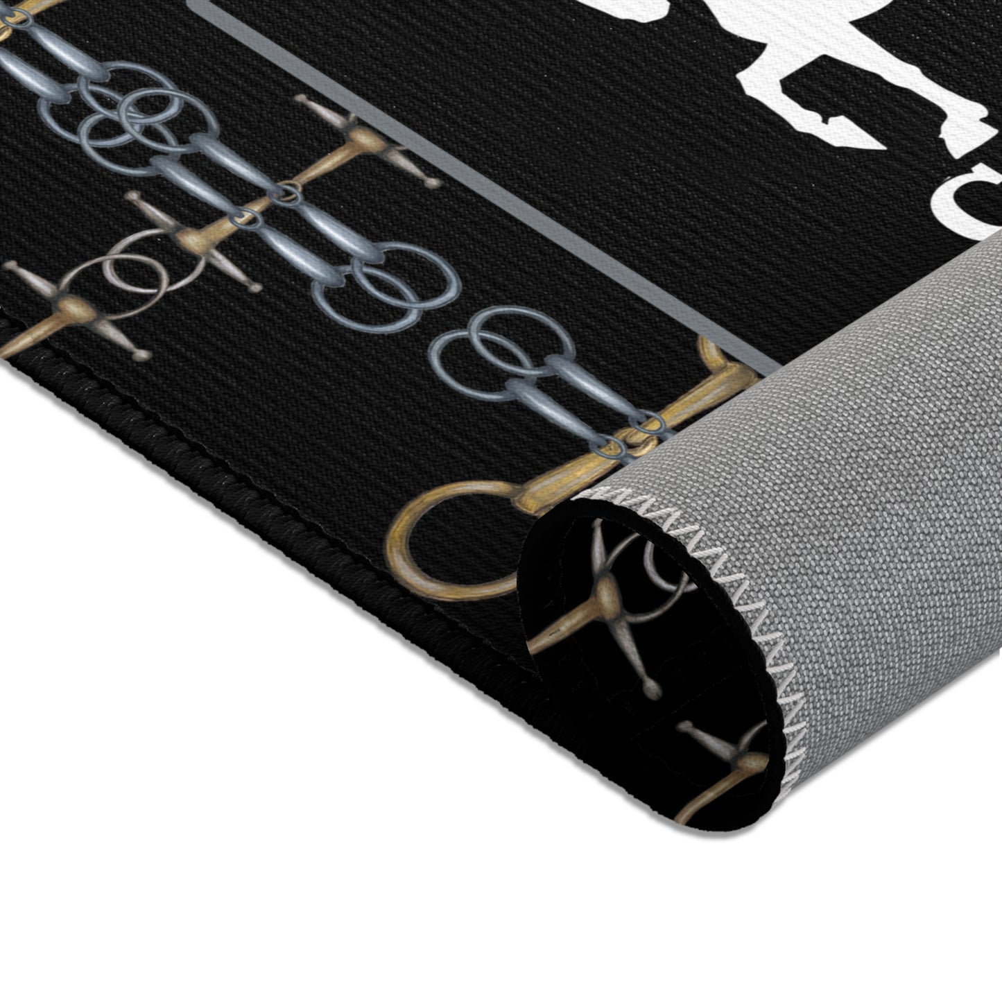 Customizable Black Linear Bit Area Rug