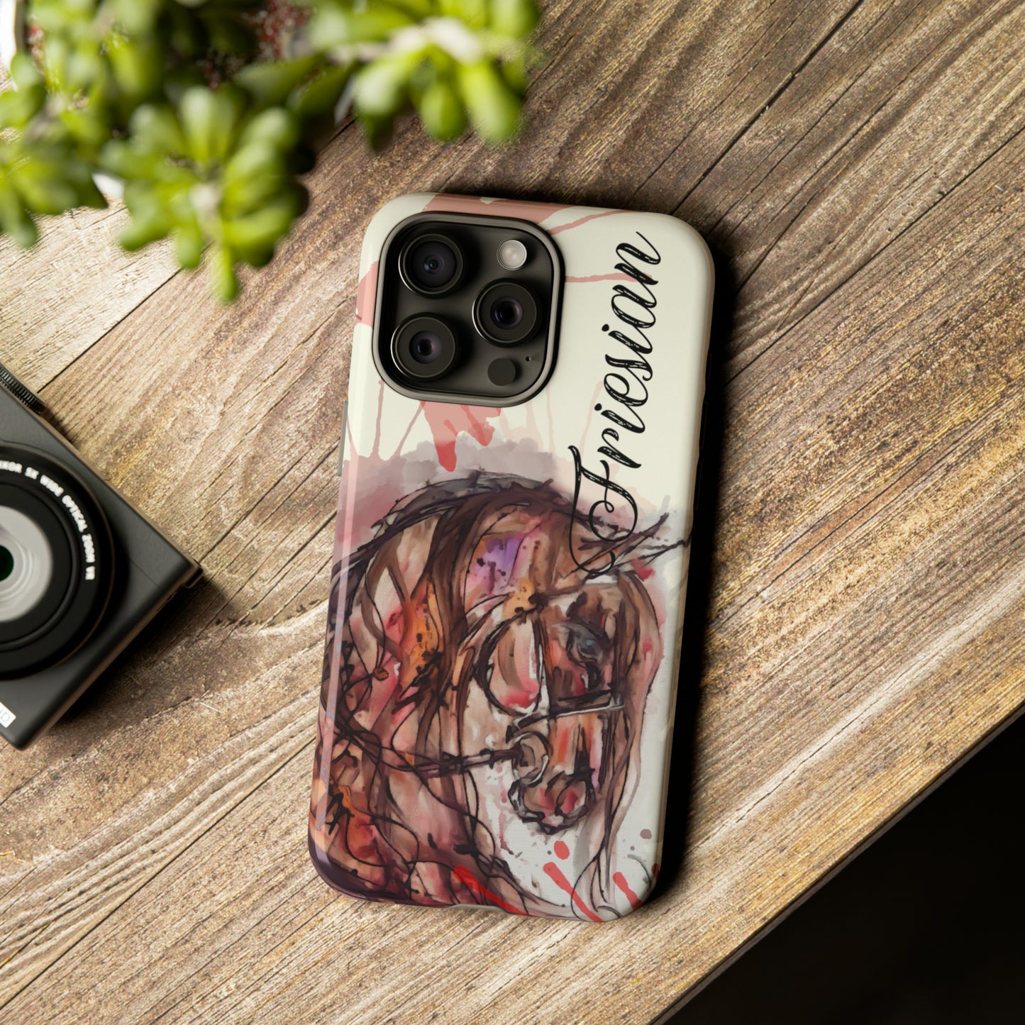 Friesian Watercolor Flower crown Horse Horse Lover Gift Study Tough Case Phone Case.