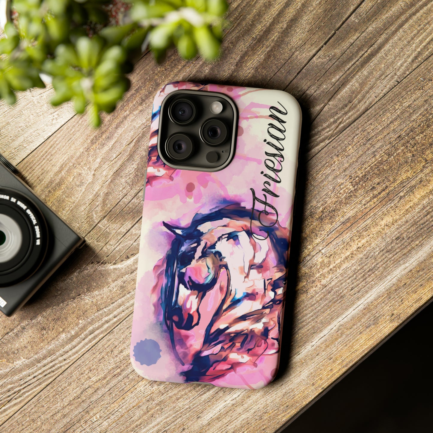 Friesian Watercolor Flower crown Horse Horse Lover Gift Study Tough Case Phone Case.