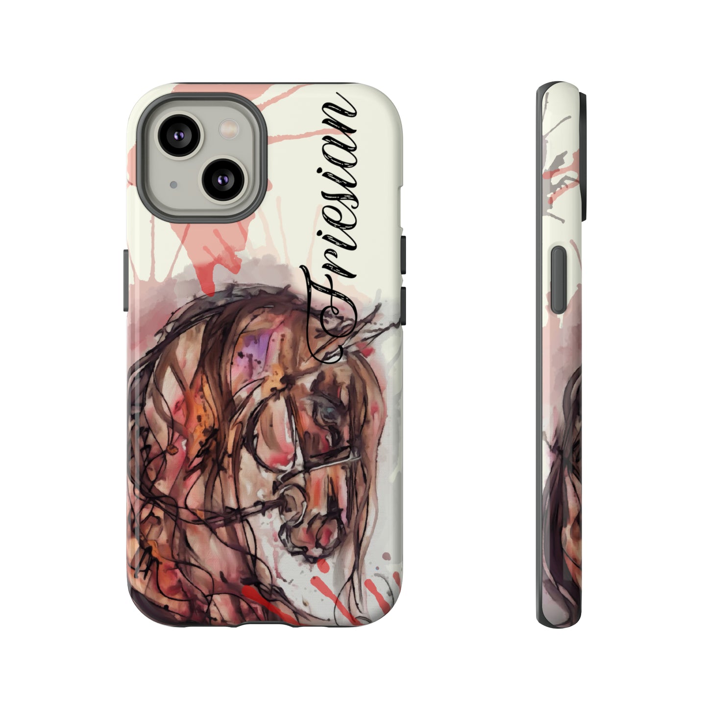 Friesian Watercolor Flower crown Horse Horse Lover Gift Study Tough Case Phone Case.