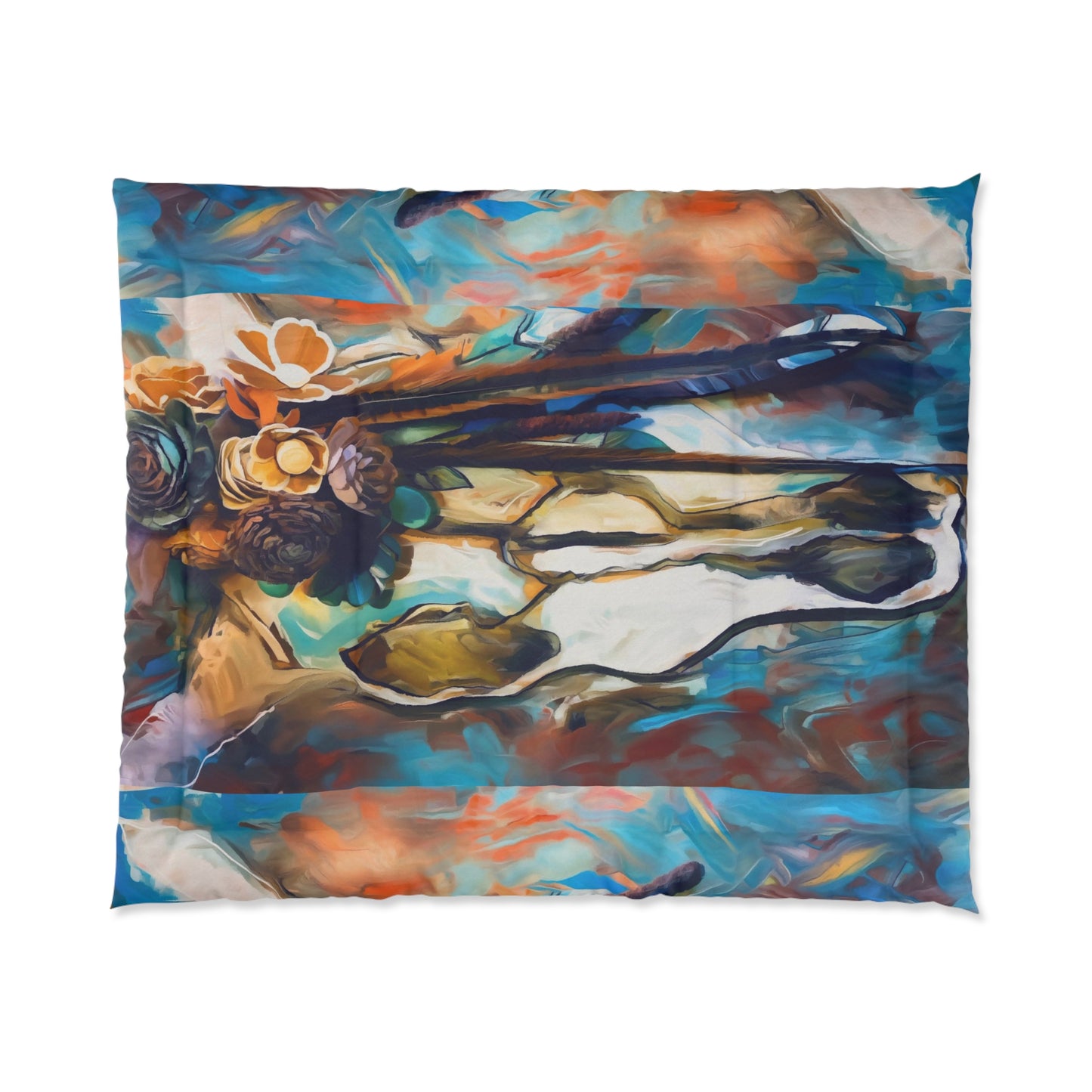 Southwestern Cow Skull ART SUGAR SKULL DECOR Comforter