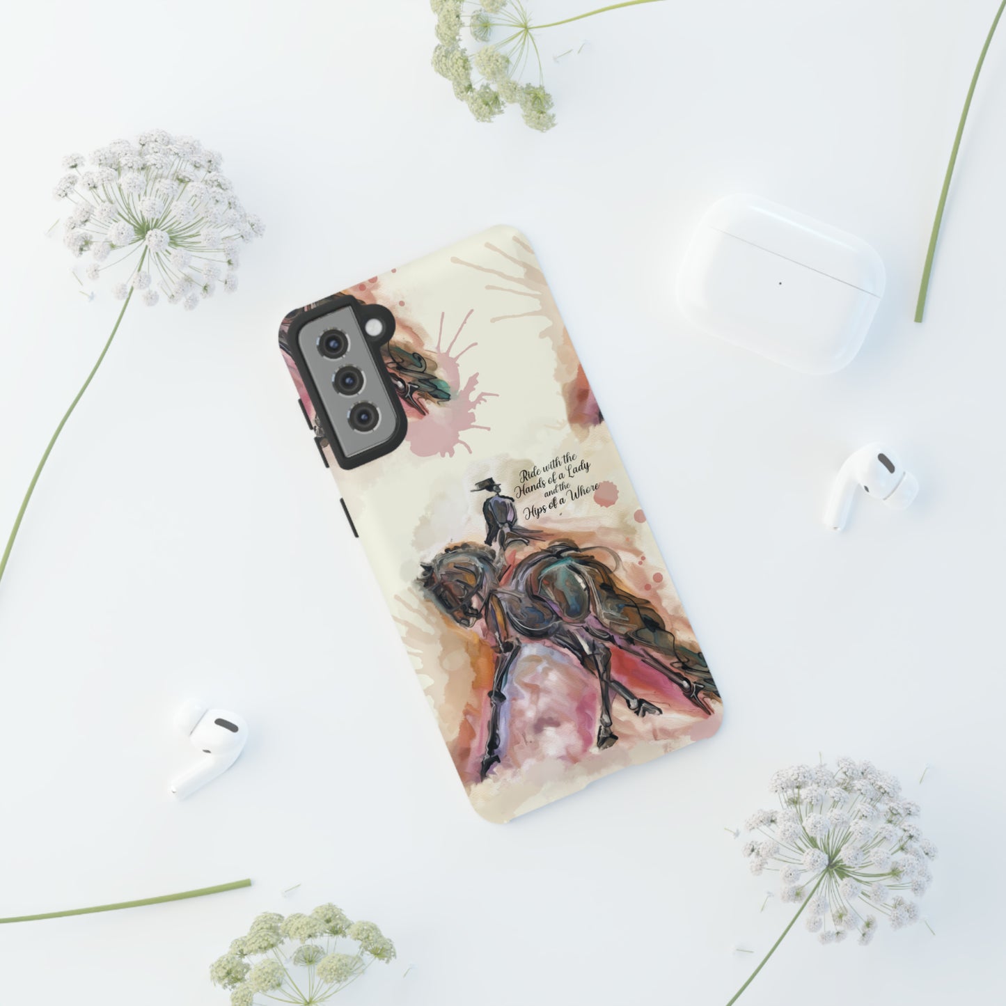 Raunchy Dressage Watercolor Horse Horse Lover Gift Study Tough Case Phone Case.