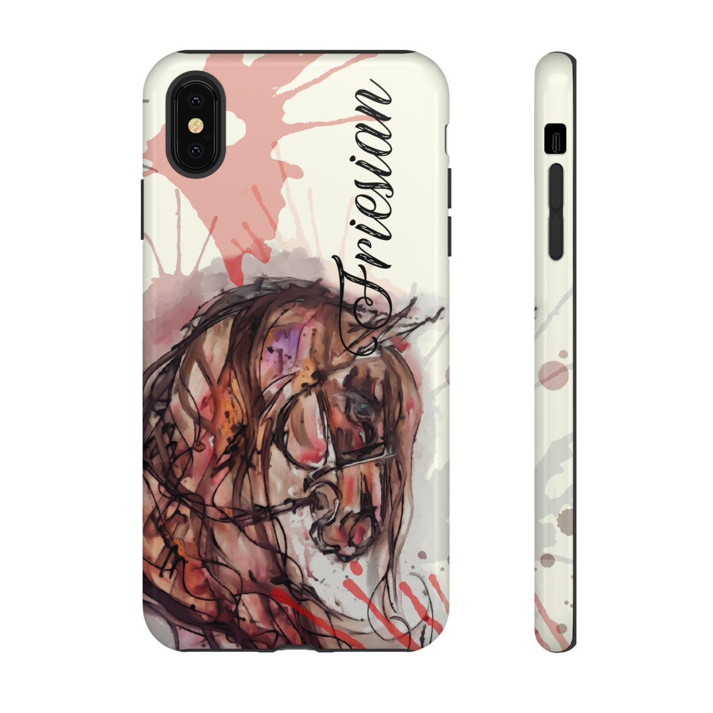 Friesian Watercolor Flower crown Horse Horse Lover Gift Study Tough Case Phone Case.