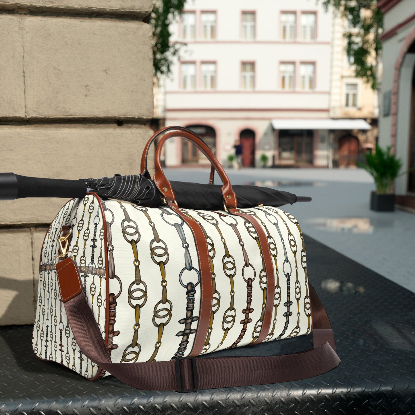 Snaffle Bit and Reins Design Waterproof Travel Bag