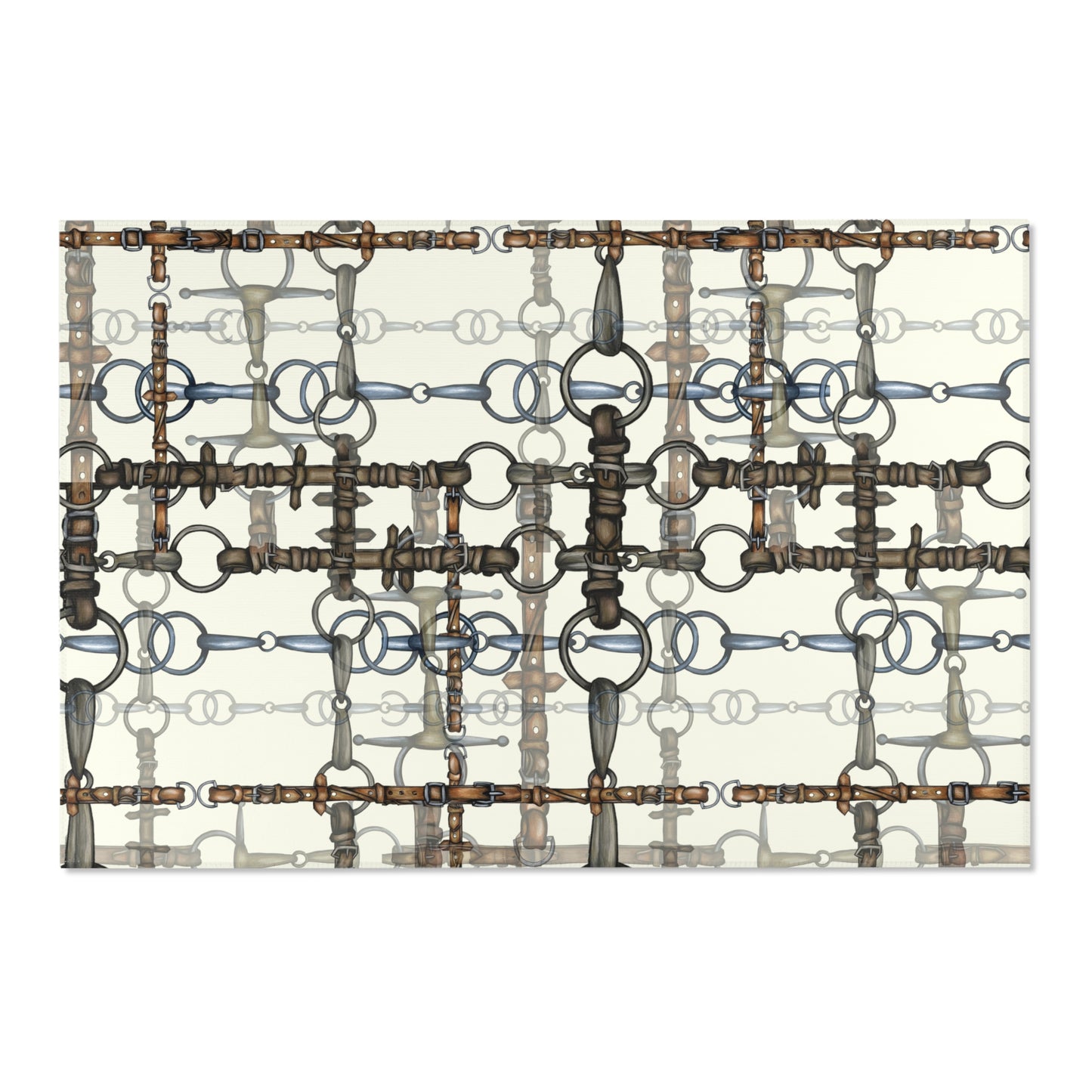 Equestrian Snaffle Bit Pattern Area Rug - Show Stall Mat - Tack Room Rug - Horse Lovers Gift