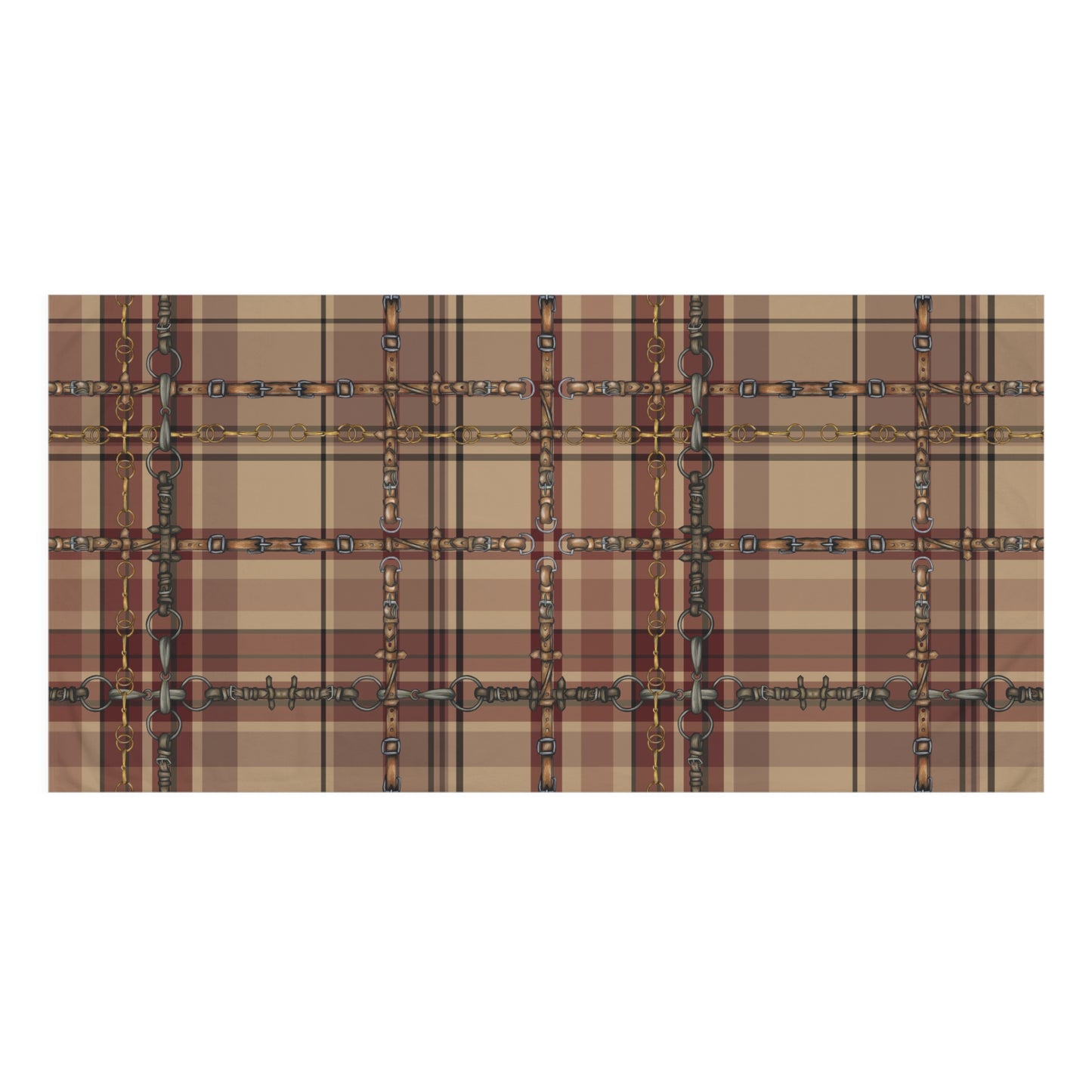 country Christmas Plaid and Bit And Reins Design . My artwork on Plaid Horse Luxury Bath Towel