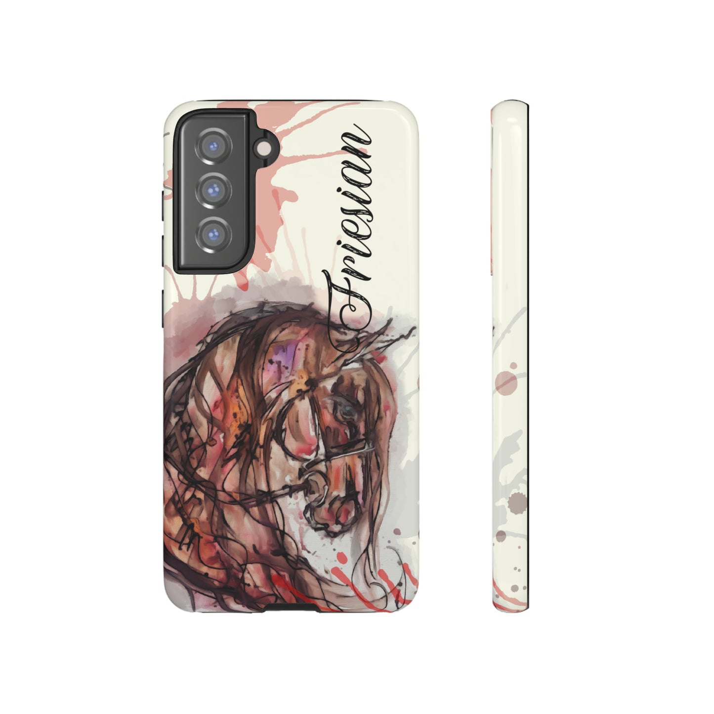 Friesian Watercolor Flower crown Horse Horse Lover Gift Study Tough Case Phone Case.