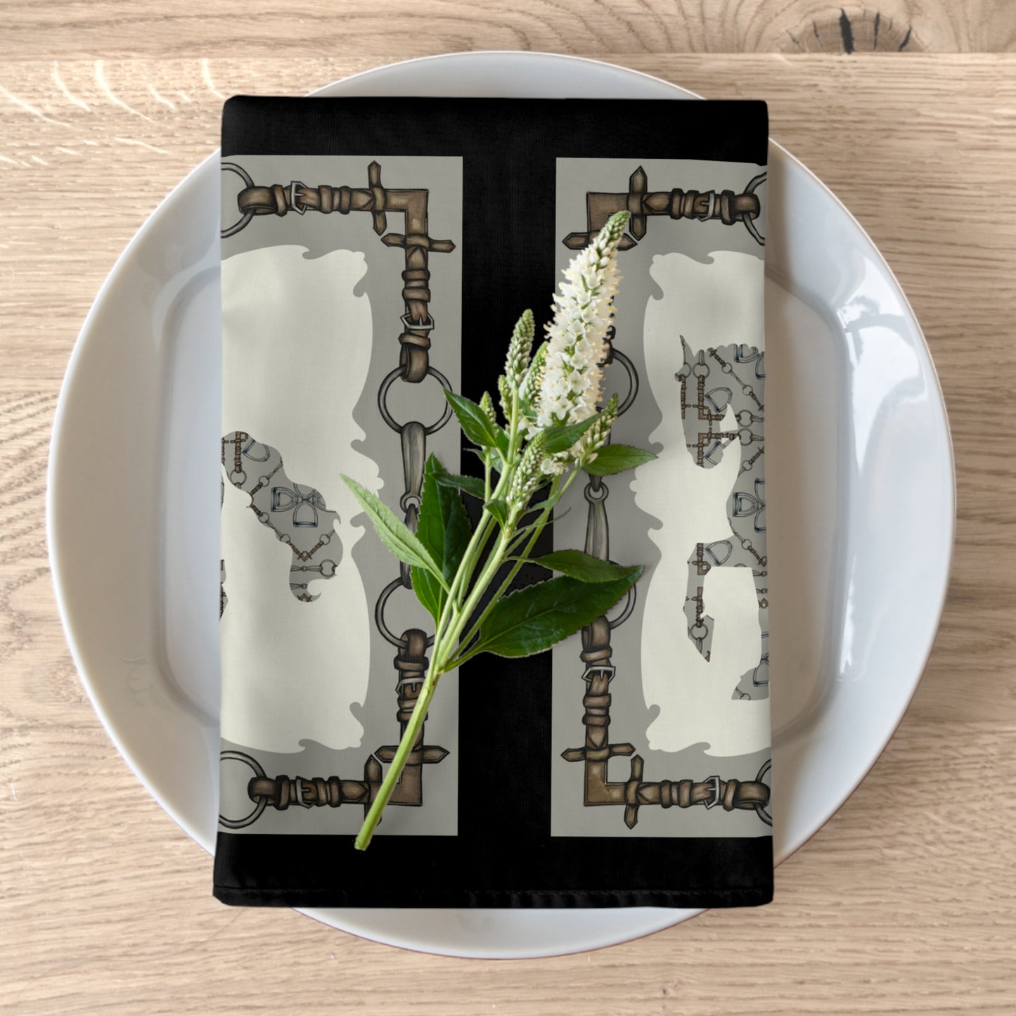 Equestrian Snaffle Bit Beige Napkins (Set of 4)
